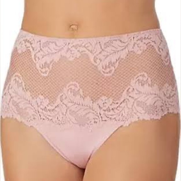 NWT,Le Mystere Allure High Waist Thong Lace Designer Panties,Blush,Size 6/Small - Picture 1 of 8